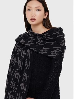Killstar Black & Gray Logo Jacquard Scarf